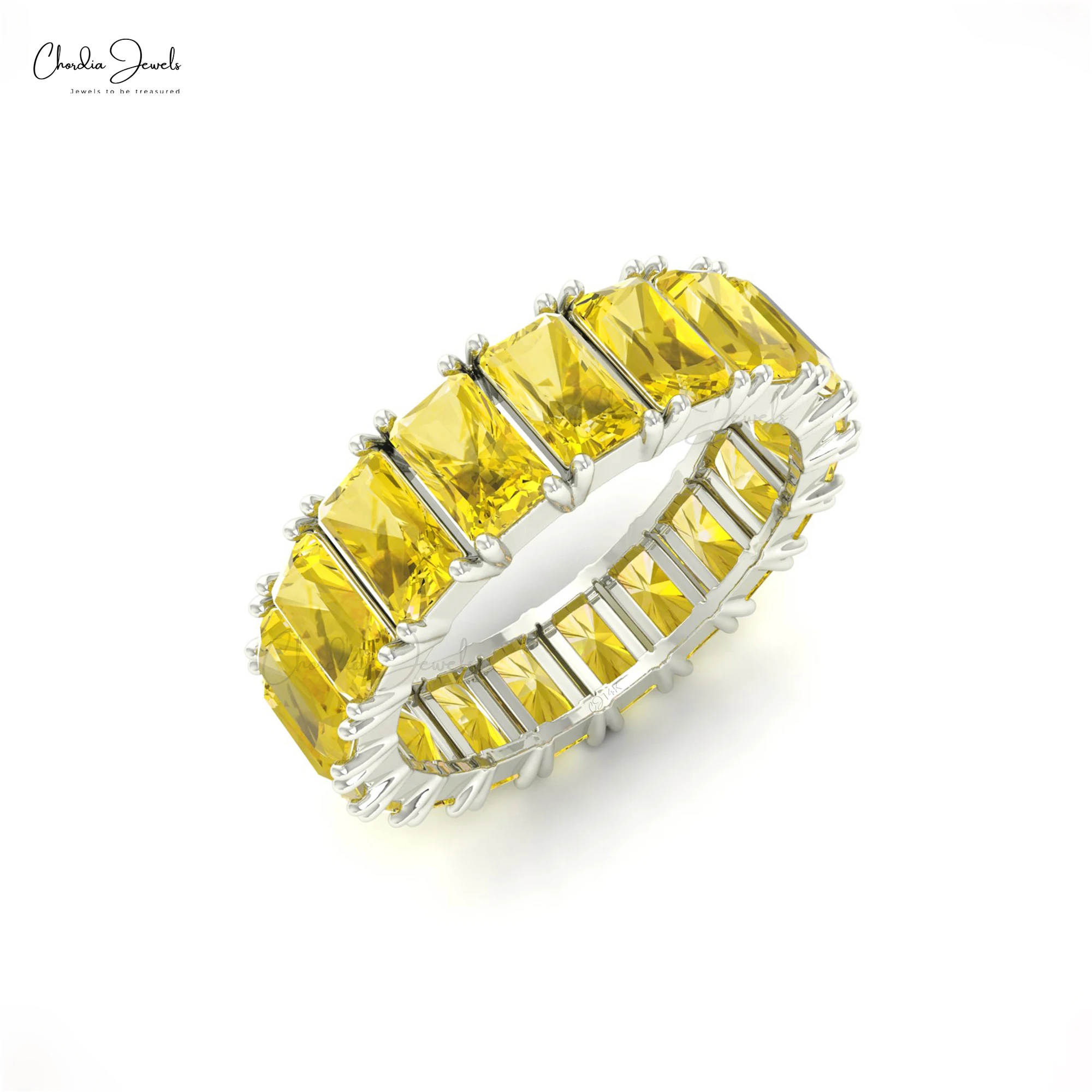 100% Natural Yellow Sapphire Eternity Ring Solid Gold Full Band Sapphire Ring Handmade Custom Jewelry Women Men Gifts Wholesaler