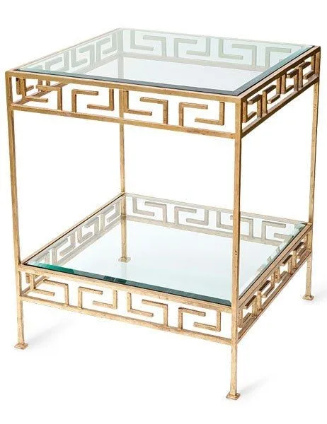 Set of 2 Timeless Metallic Gold Cut work Hexagonal Accent Side Tables with Mirrored Tops Cheap Price Hotel Bar Use Wholesale