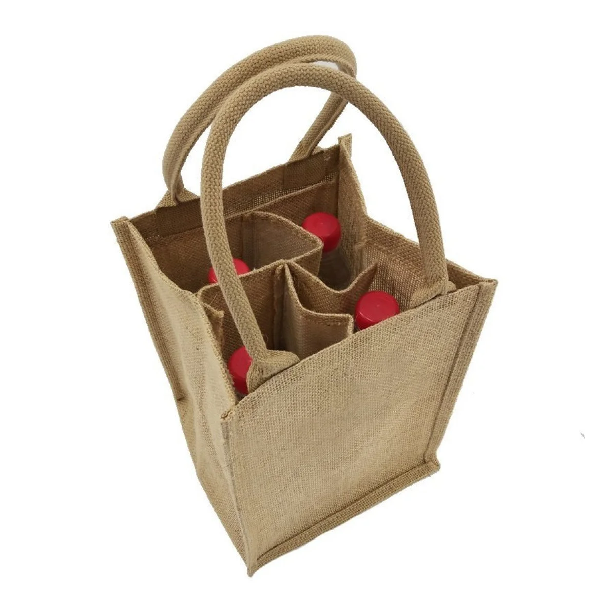 Wholesale Custom Printed Eco Friendly jute wine bottle bags Ladies Grocery Shopping jute Tote Beach Bag