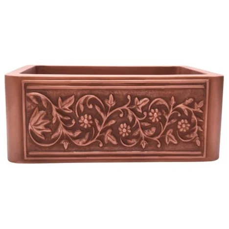 Luxury Single Bowl Hammered Antique Copper Kitchen Farmhouse Sink With Sink 16 Gauge Thickness