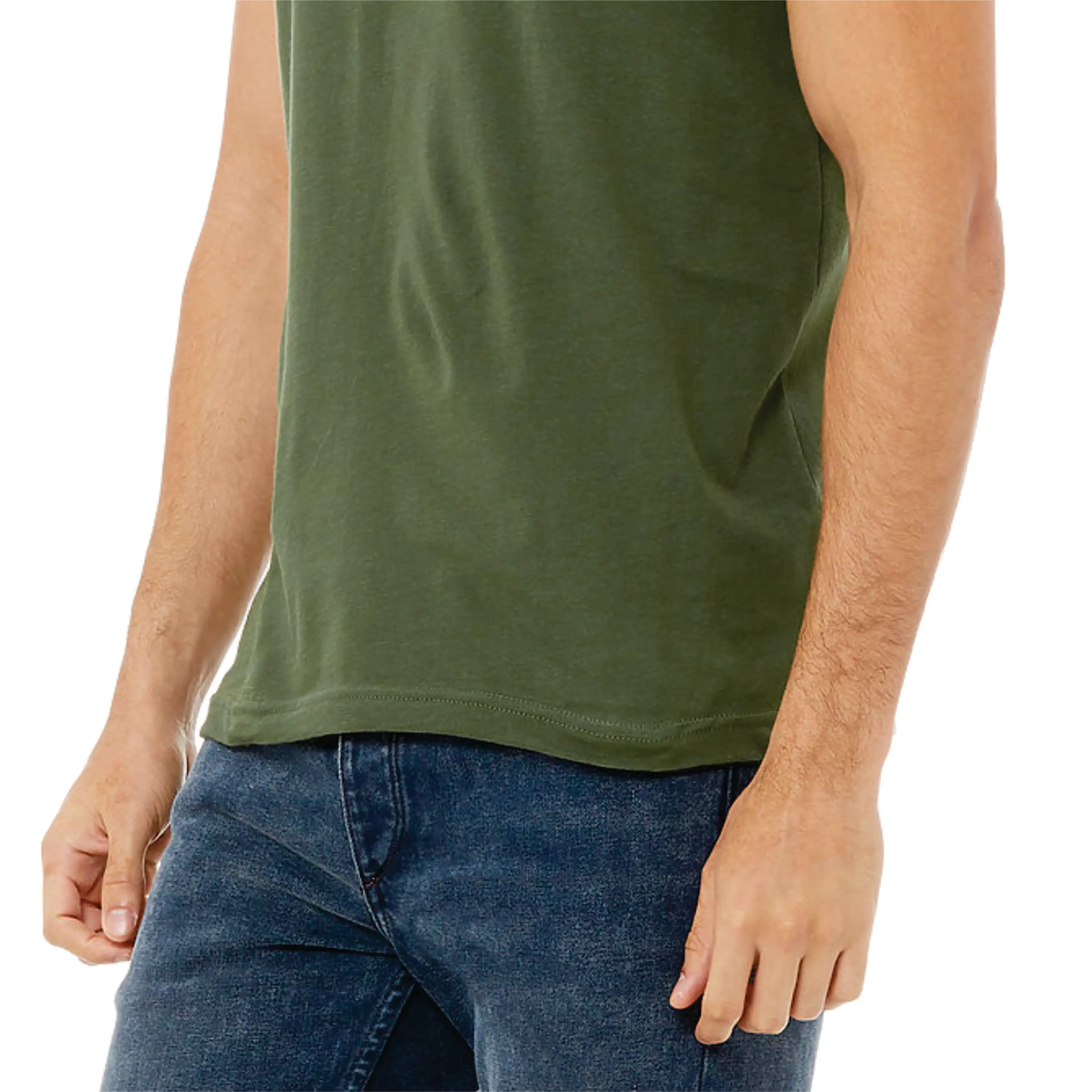 Unisex V-Neck Jersey T-Shirt - Military Green, 100% Airlume Cotton, 4.2 oz