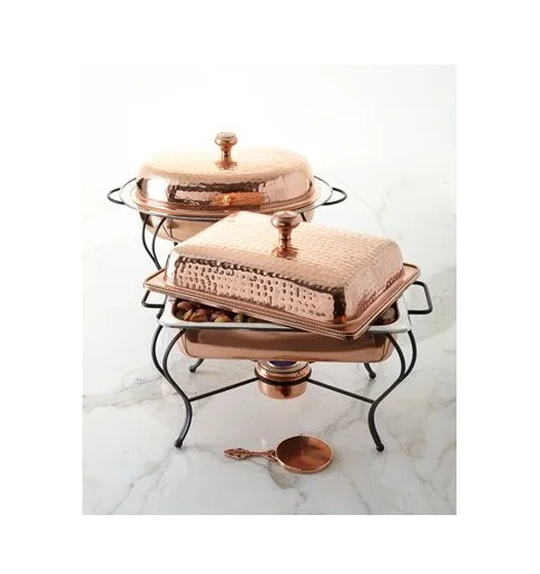 Best Quality Wedding Food Warmer Buffet Copper Chafing Dish Handi Shape Gold Plated Finished Buffet Food Server at wholesale