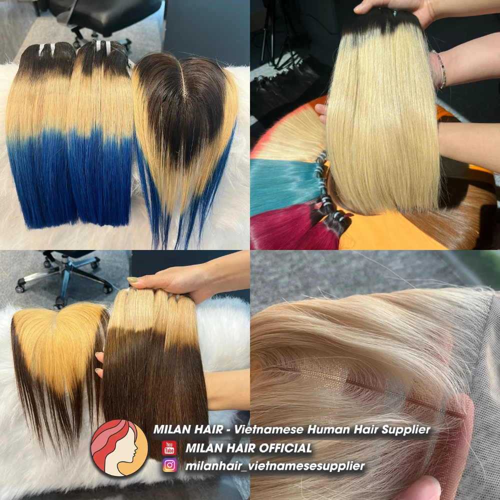 Wholesale Bone Straight 100% human hair Ombre Color hair Bundles Extensions Human