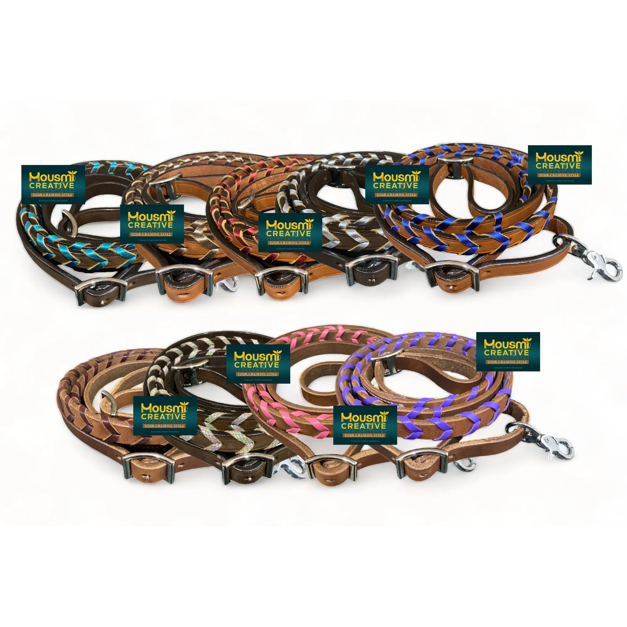 Custom Laced Braided Rein Western Horse Lace Foil Braided OEM Argentina Cowhide Leather Rein Multiple Colours Of Lace Available