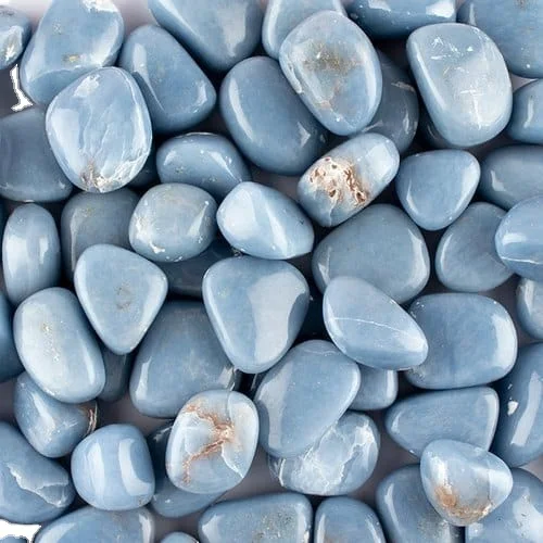 WHOLESALE NATURAL ANGELITE TUMBLE STONE CRYSTAL TUMBLE FOR HEALING AND MEDITATION HOMEDECOR AND METAPHYSICAL STORE