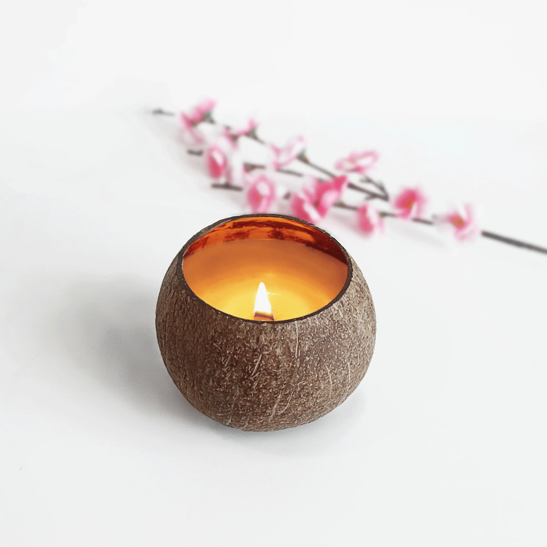 Wholesale Natural Essential Oil Luxury Customizable Logo Organic Soy Wax Shell Coconut Bowl Scented Candle