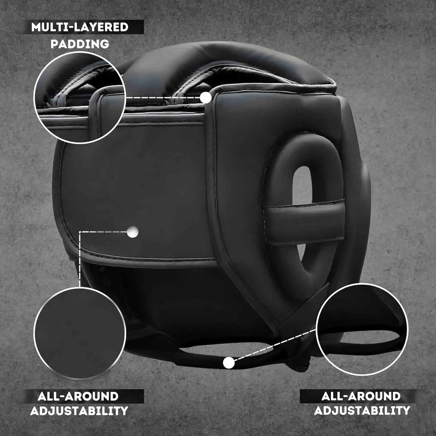 Leather Head Guard Helmet MMA Boxing Face Protector Headgear Training