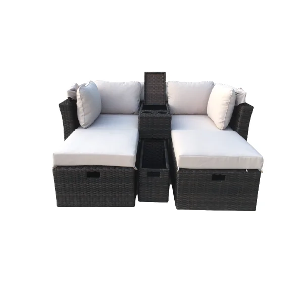 SUNBATHE BED Waterproof Cushion Metal Rattan Wicker Furniture garden sofa day bed wholesale good price