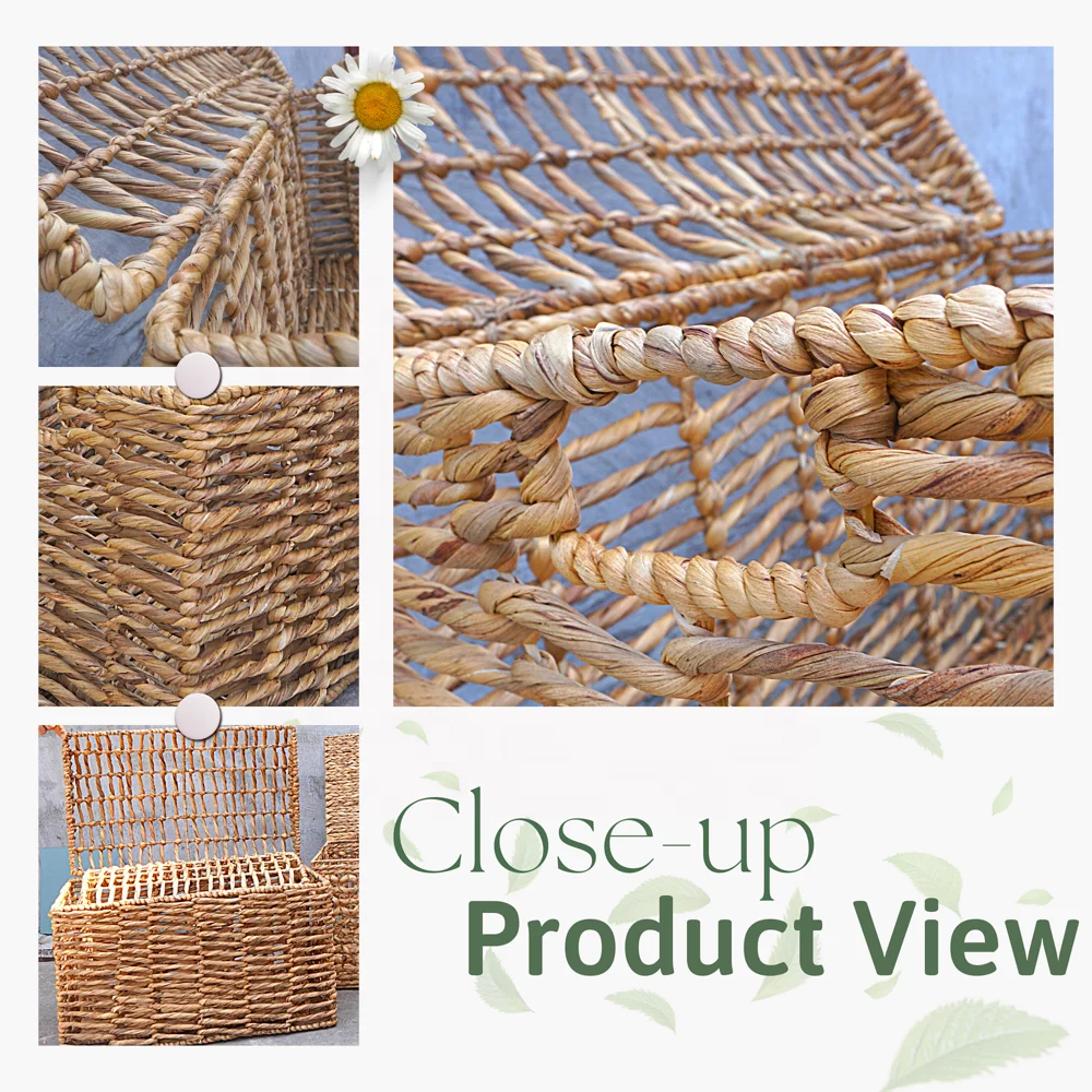 Oversized seagrass Trunk basket Natural Color Storage Basket With Hinged Lid For Home Kitchen Bathroom Bedroom