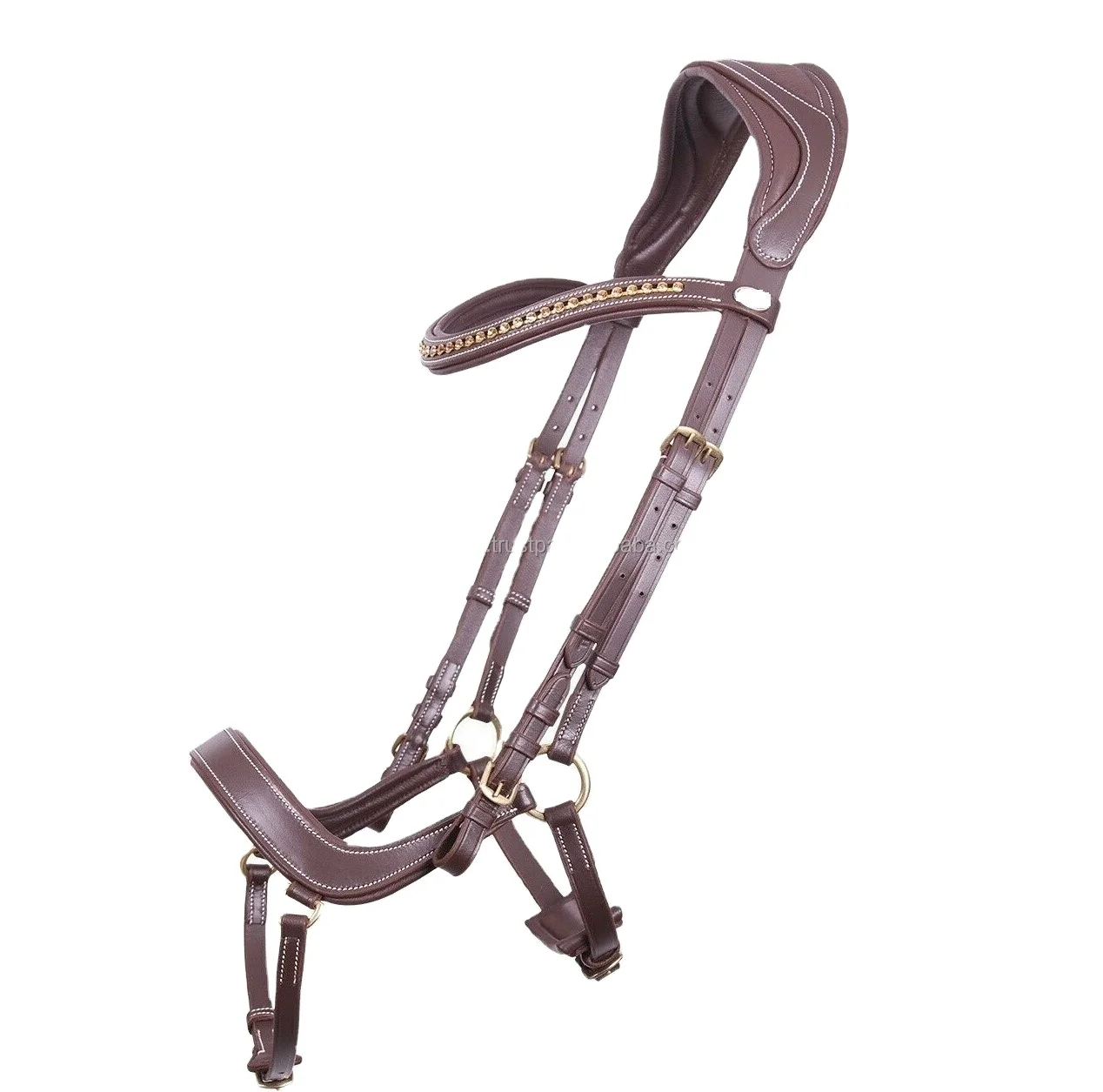 Horse Bridle with Cow Soft Brown LEATHER  fancy stitching on brow band & noseband Bridle