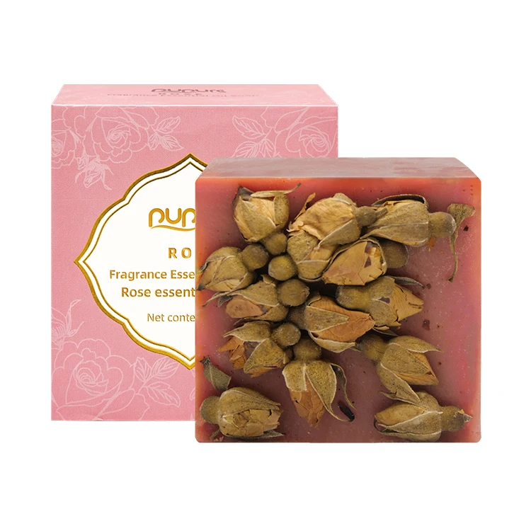Wholesale Gift Bathroom Organic Natural Handmade Essential Oil Savon Yoni A La Red Rose Flower Petal Cold Process Soap For Women