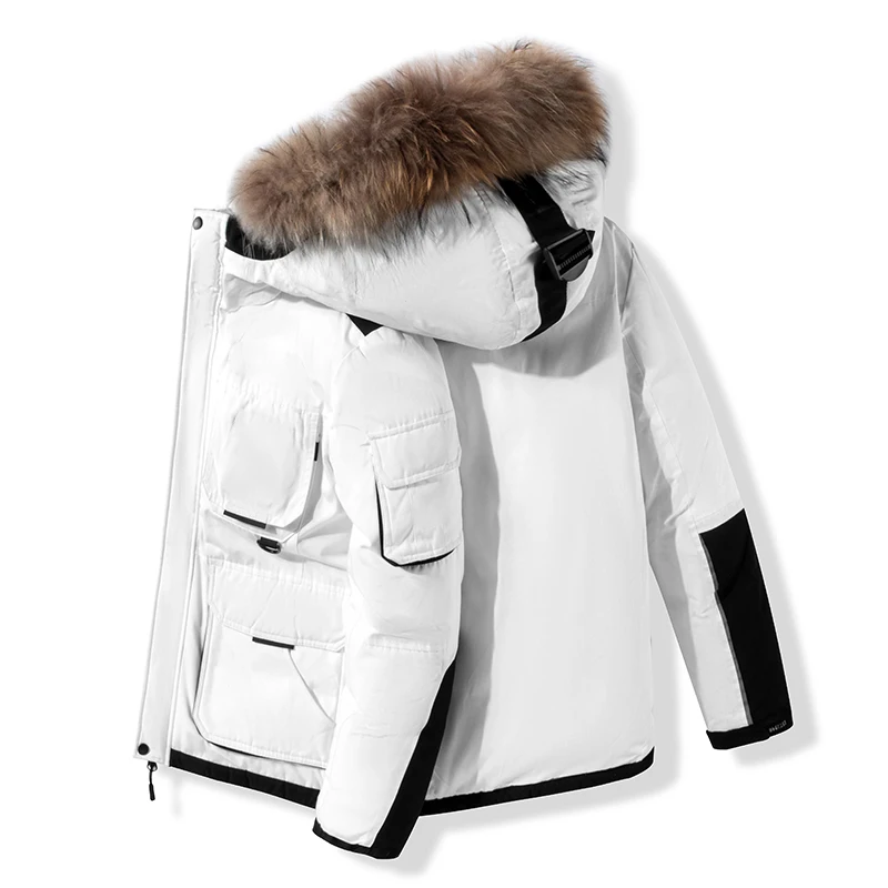 Down Jacket Custom Color Mens Lightweight Waterproof Down Puffer Winter Jacket Coat Men Hooded Fur Plus Size Jacket