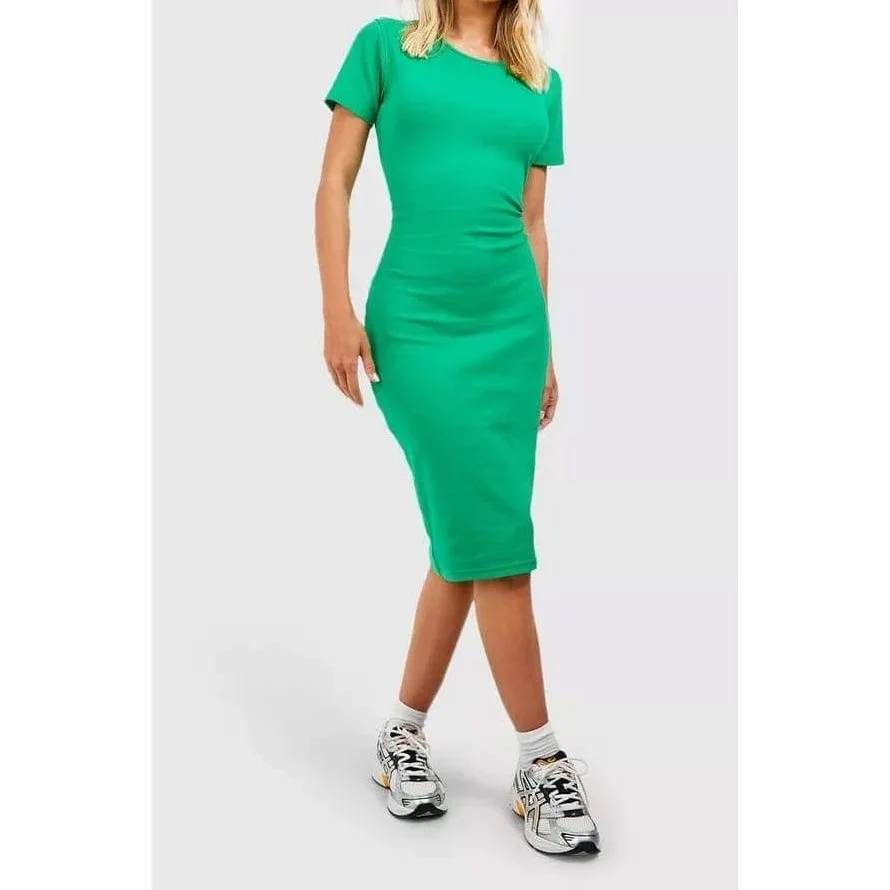 Solid Elegant  Women Classic Simple Short sleeve- Round neck Body-shaping New Party Dress