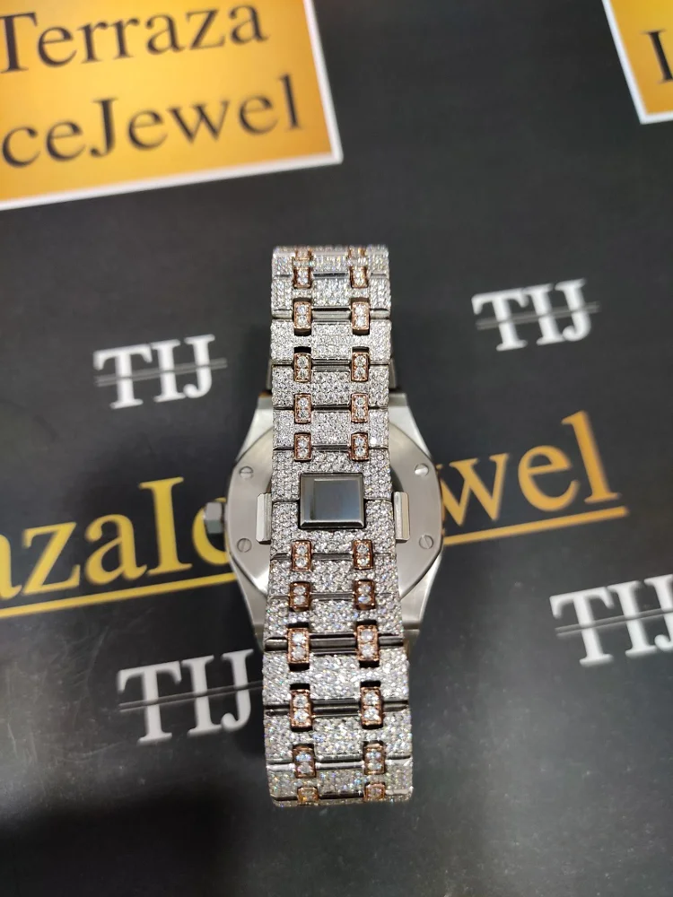 Роскошные индивидуальные часы vvs moissanite GRA сертифицированные трендовые из нержавеющей стали VVS Diamond для мужчин
