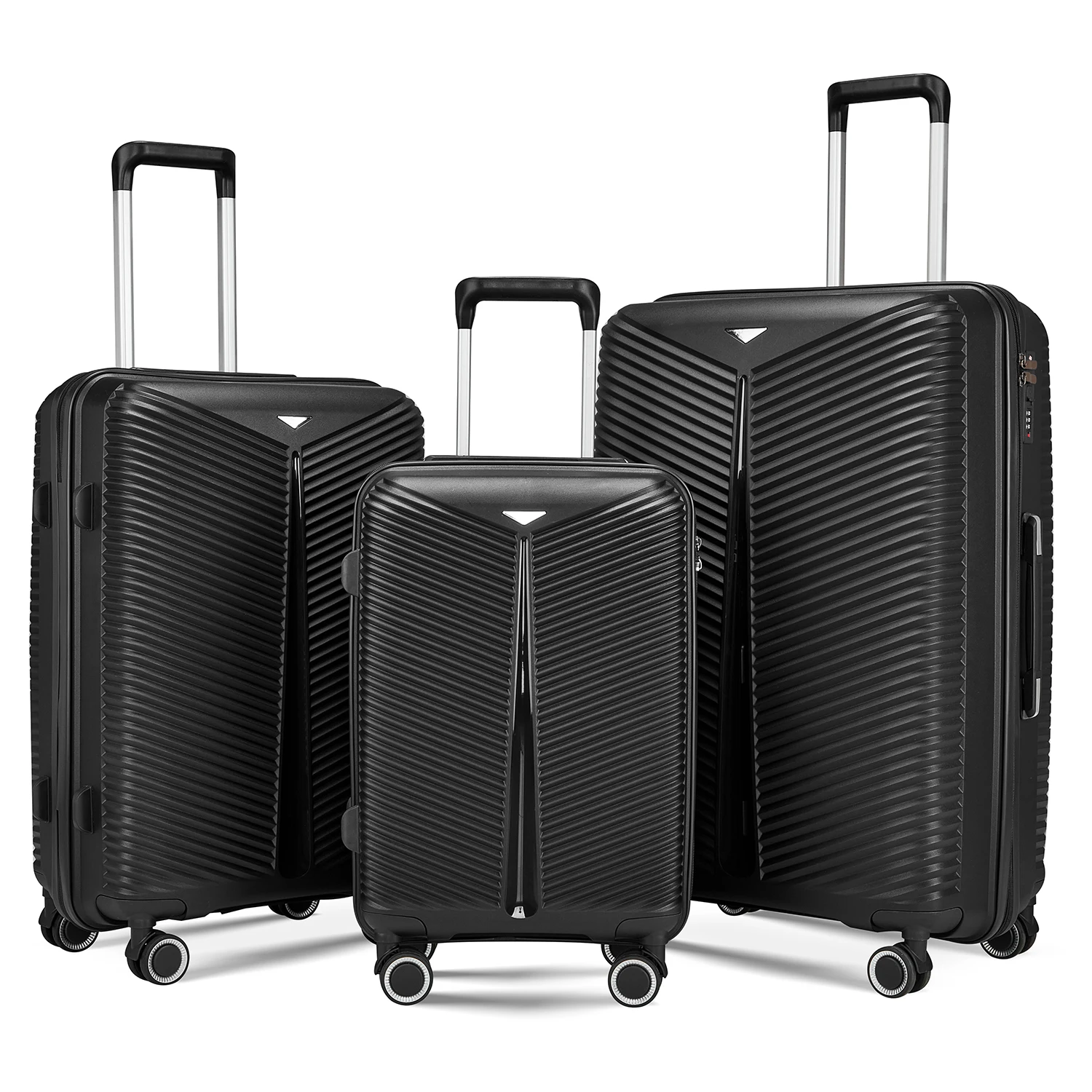 Fashion Trendy Women Trolley Suitcases Carry On Pink Luggage 3 Piece PP Suitcase Set