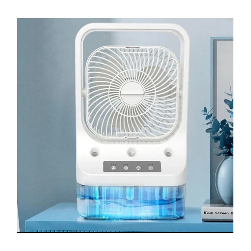 Quiet portable air cooler with water tank and adjustable fan speed for home or office use