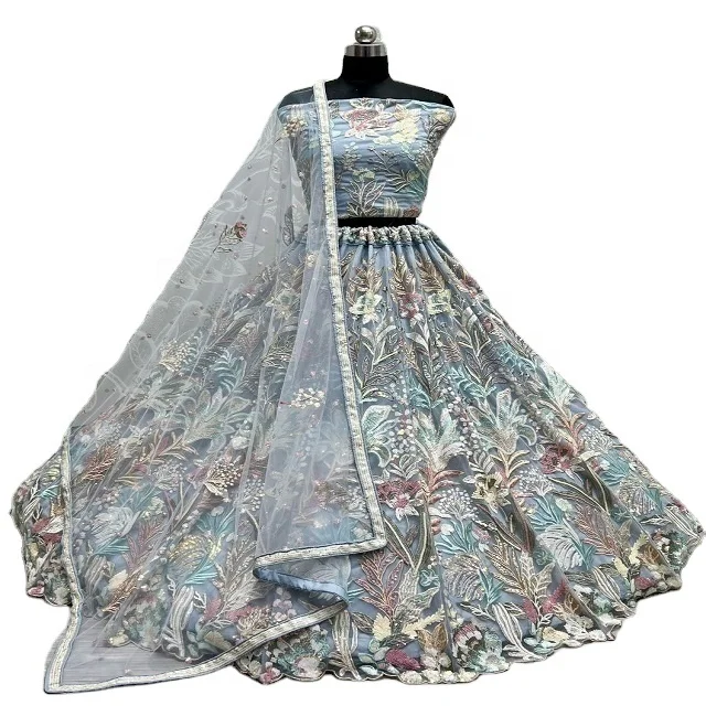 Лидер продаж Свадебная и праздничная одежда женская с вышивкой Lehenga Choli свадебная Lehanga для экспорта сари н Лехенга