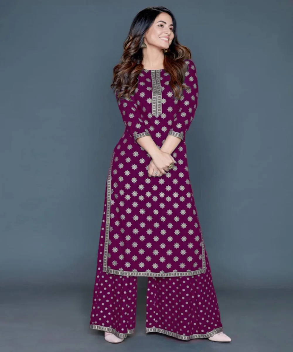 Wedding base collection kurti plazzo with foil printed work Ethnic Garment India kurtis women latest