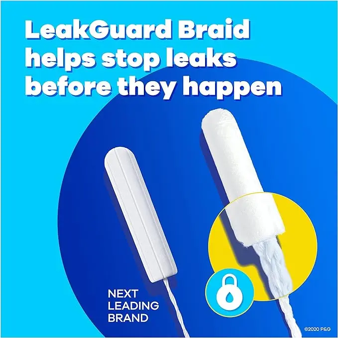 Tampax Pearl Tampons Ultra Absorbency with BPA-Free Plastic Applicator/LeakGuard Braid, Unscented, 32 Count x 2 Packs (64 Count)