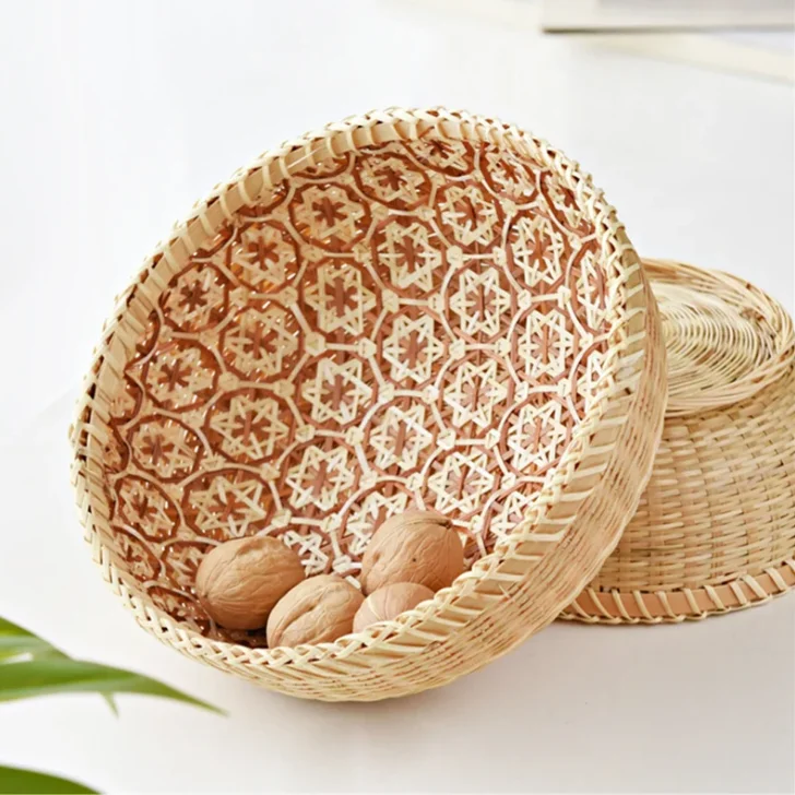SISU Handicraft ECO-friendly Handmade Storage Round Basket/ Bamboo homewares/ Handmade Tablewares made in Viet Nam