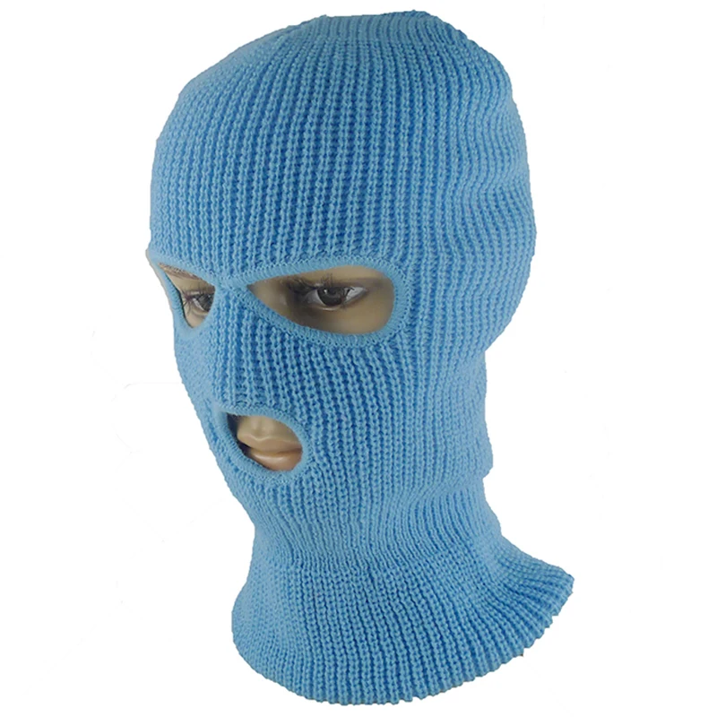 Popular Demand In Stock Men 100% Acrylic 3 Holes Knitted Balaclavas Custom Full Face Cover Ski Masks For Sale In Low MOQ