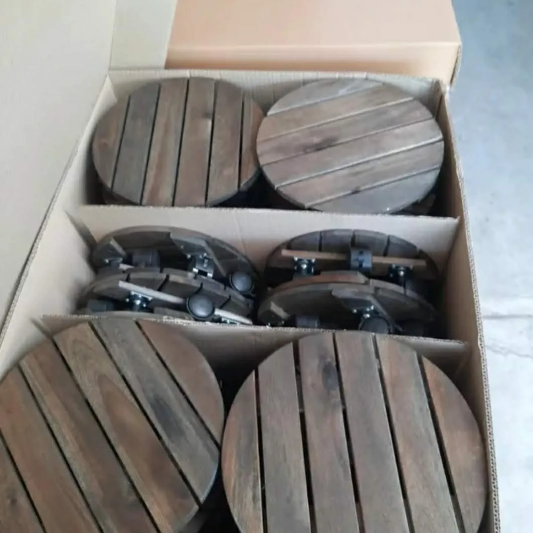 Flowerpot moving tray universal wheel carbonized wood round thickening wood flowerpot base