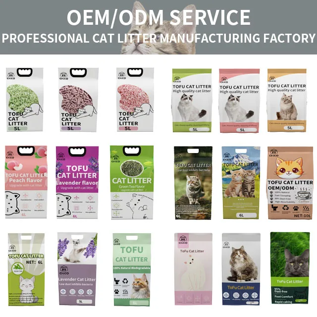 2024 Hot Sell Pet Products Sand for Cats 100% Degradable Natural Plant Scent Free Original Cat Tofu Litter