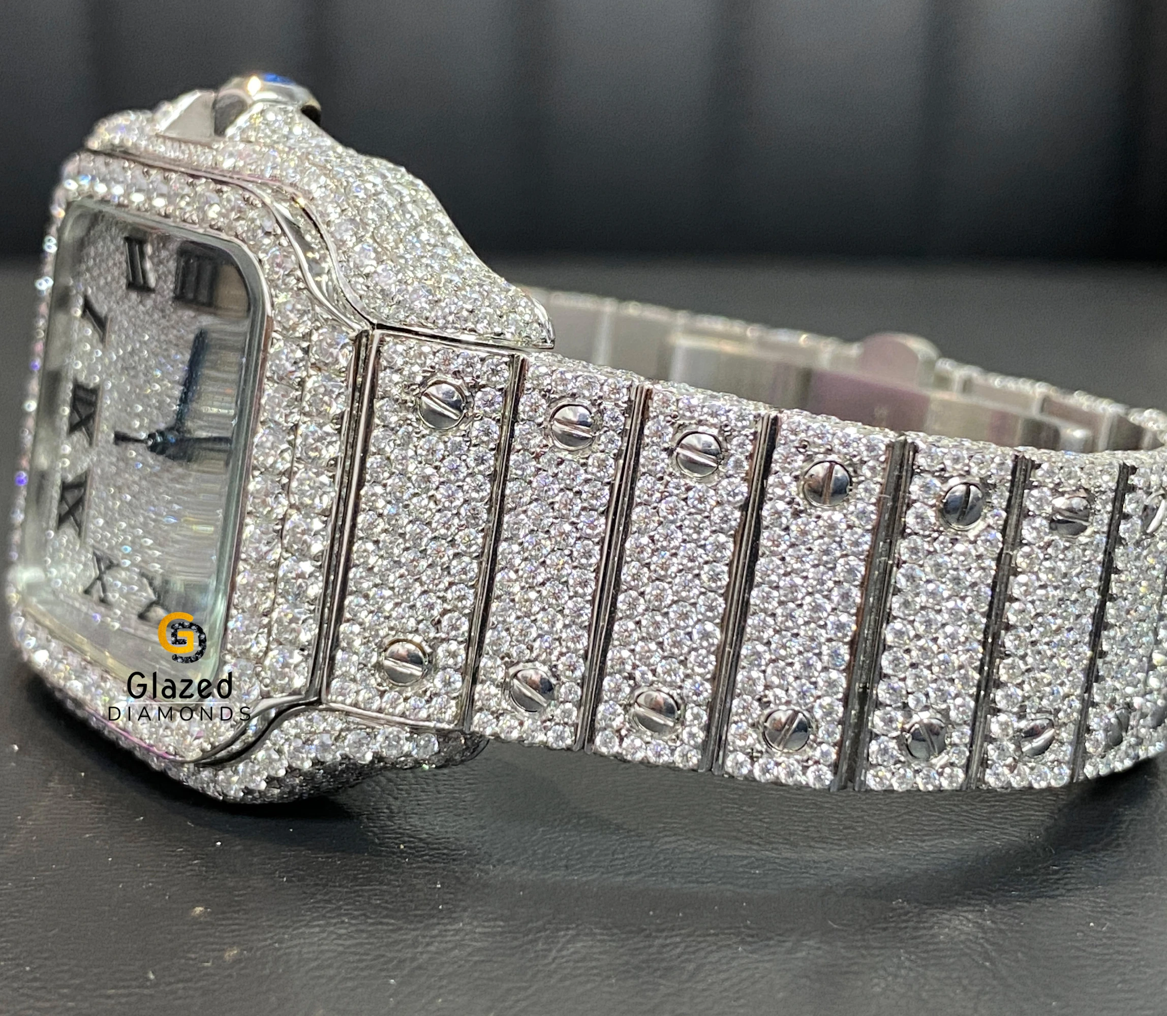 Fancy New Moissanite Watch Fully Iced Out By Round Cut Diamonds In Stainless Steel For Enhancing Mens Wrist Beauty
