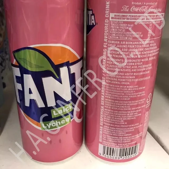 Exotic Fanta Lychee Supplier can 320ml light color with a refreshing taste of fruity sweet of lychees Best Price