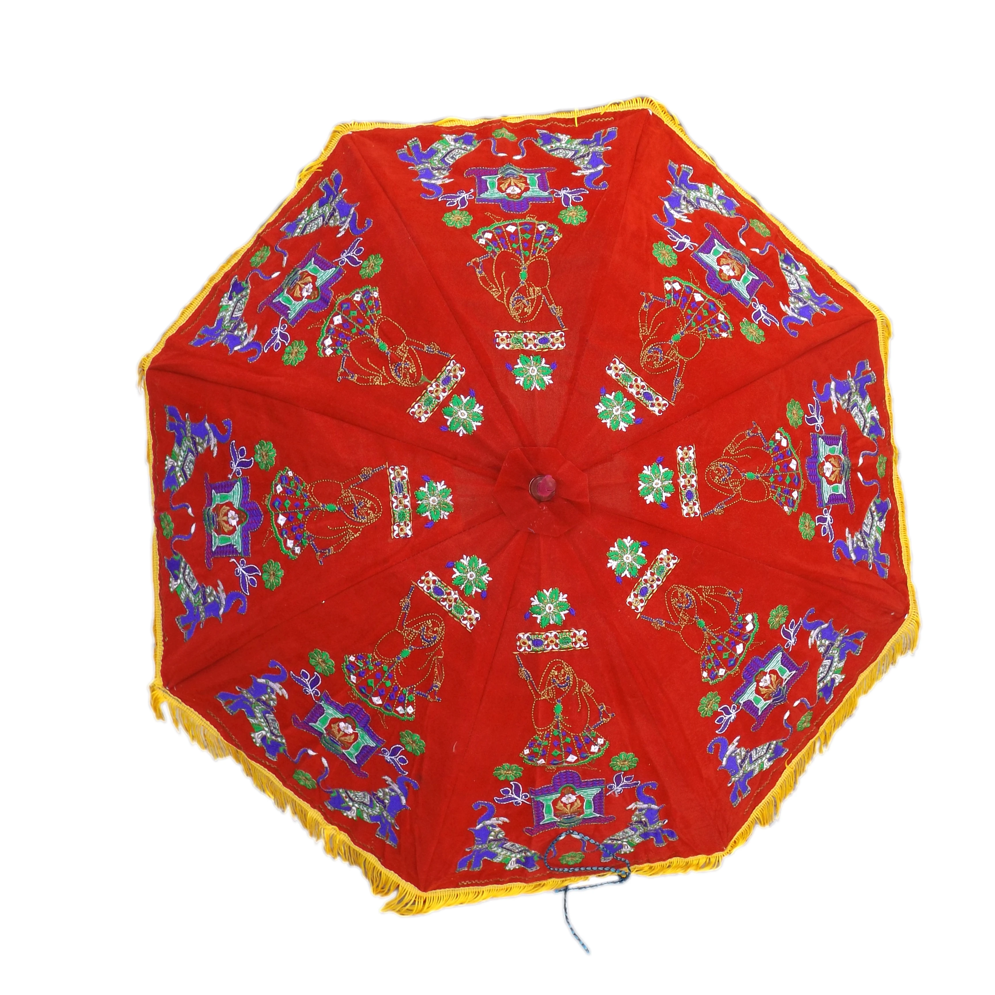 Wholesale Bohemian decorative Indian hand embroidered cotton quilted Umbrella ethnic vintage sun protected parasol umbrella
