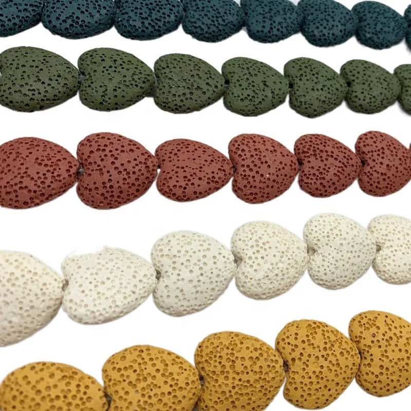 Gemstone Lava Beads Heart Shaped Jewelry beads Flat Heart Shaped beads Lava stone Heart for Jewelry making