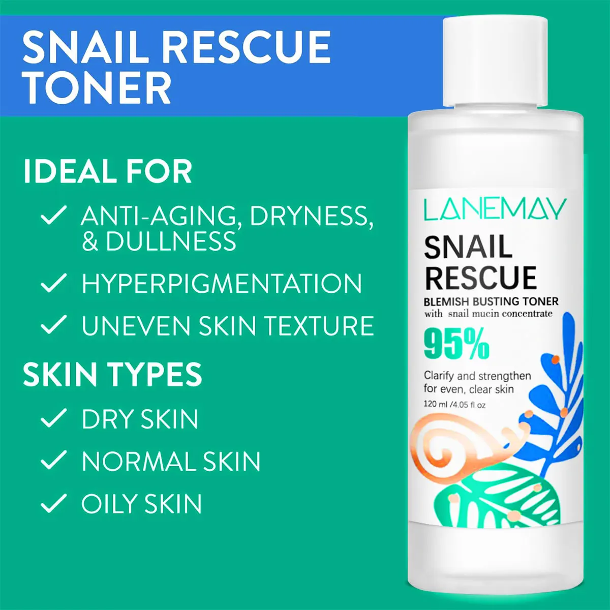 Korea Snail Toner 96% Mucin Essence Even Skin Hydrate and Improve Dark Spots & Anti aging Benefits Korean Skincare Routine Toner