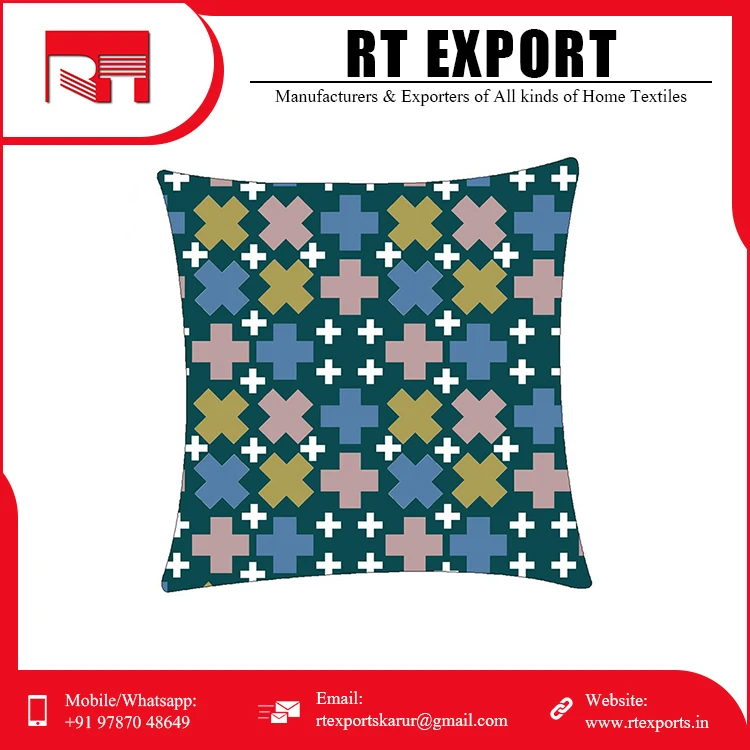 Good Quality Geometric Pattern 100% Cotton Linen Pillowcase Cushion Cover With Private  Label