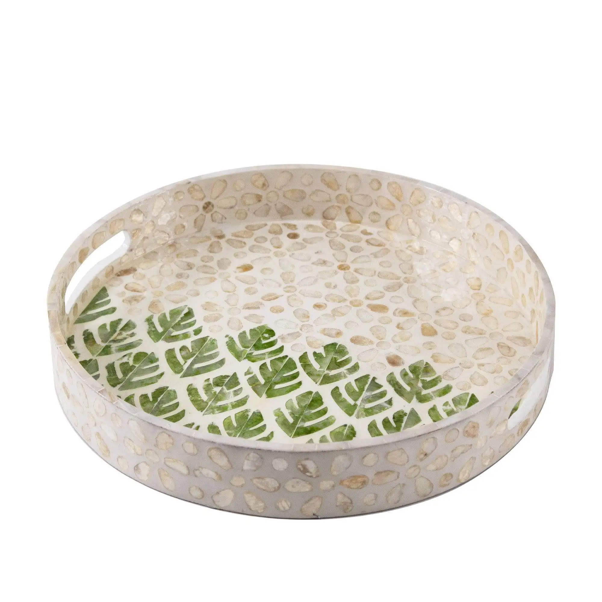 Enamel Wooden Tray Tabletop Decor Breakfast Server Tray Gold Plated Metal Handles Coffee Tea Server Tray