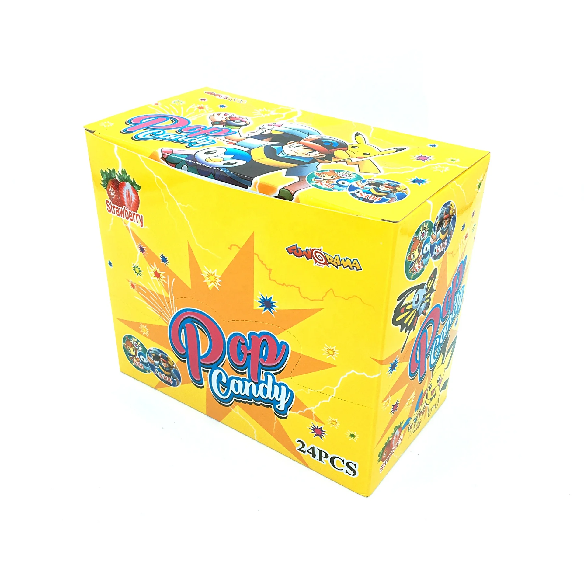 Hot Sale Cartoon Packing Mixed Fruit Flavor Popping Candy with Tattoos or Cards in Box