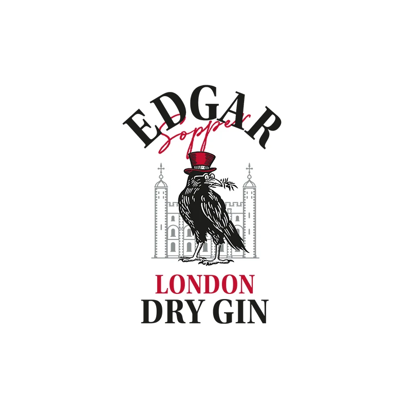 Premium line Top Quality Made in Italy Dry Gin Edgar Sopper Bottle of 100 cl ideal for minibar and hotels ready for export