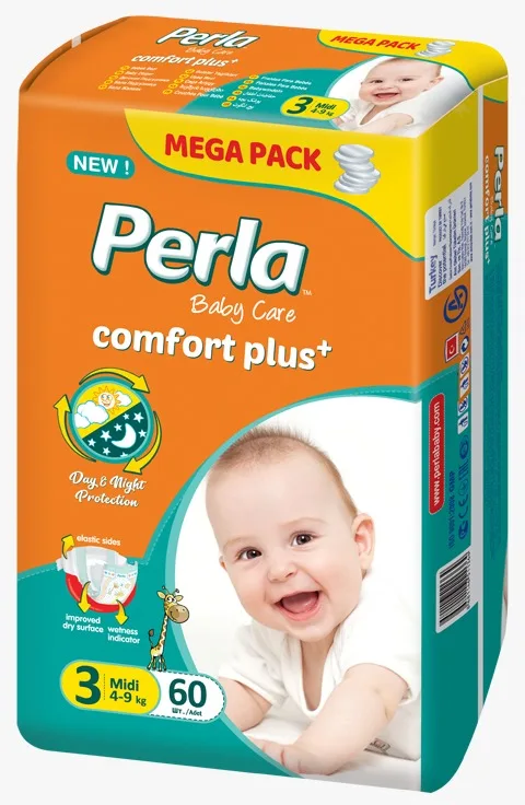 PERLA MEGA PACK MAXI UNISEX MADE in TURKEY DISPOSABLE BABY PANTS (No.4) - 50 PCS BABY DIAPERS