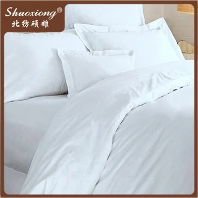 300TC Premium Plain 100% Cotton Satin White hotel bedsheet fabric in roll for making Bed Sheets Bed Lines
