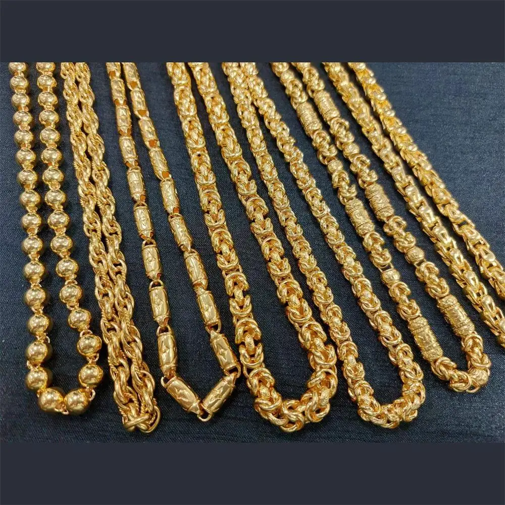Classic Design Factory Price 24K Yellow Gold Filled 8.2mm Beads Mens Gold Plated Chain