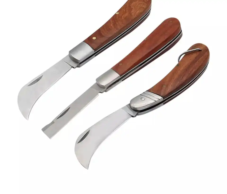 Stainless Steel Mushroom Knife Wallpaper Rosewood Handle Sickle Pocket Folding Knife Electrician Knife Camping Survival Tools