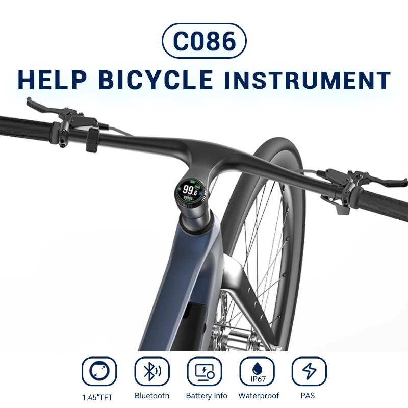 Fitalent C086 Ebike Display Meter Handlebar Embedded Electric Bicycle Computer