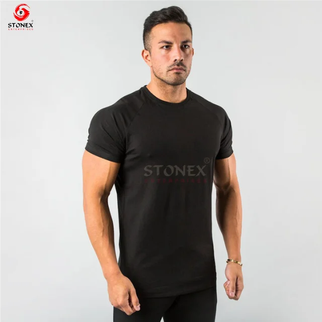 Wholesale Plain Tops Fitness Mens T Shirt Short Sleeve Muscle Joggers Bodybuilding T Shirt Male Gym Clothes Slim Fit Tee Shirt