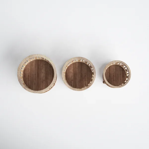 Decorative Bamboo Basket  Natural Color Wooden Base 3 Legs Decorative Basket For Home Hotels Indian Bamboo Handmade Baskets