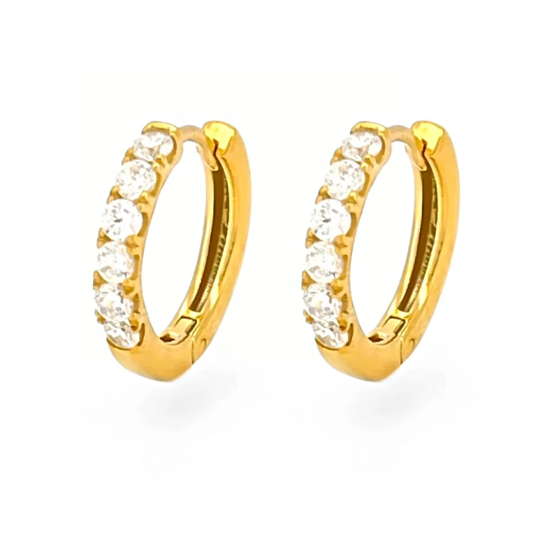 High Quality Wholesale Trendy Huggie Earrings for Women 14k Gold Fine Jewelry with Zircon Main Stone Gift Earrings for women