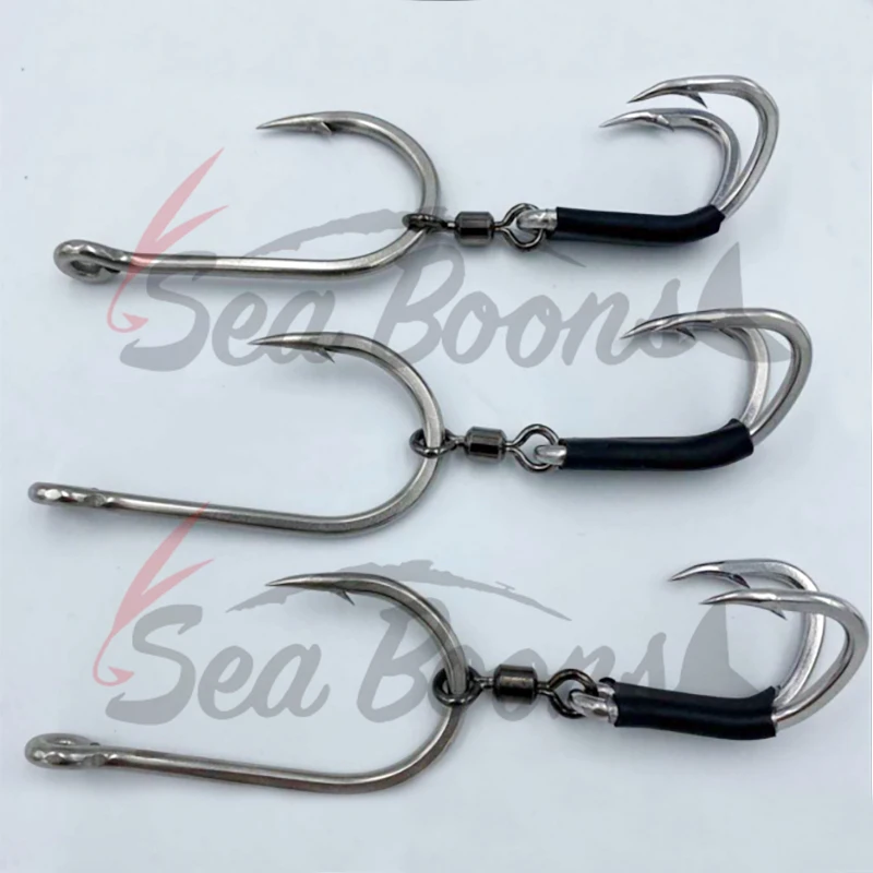 Wholesale SP-880 Duple Fish Hooks Big Sizes Super Strong Sea Saltwater Stainless Steel Fishing Tuna Double Fishing Hook