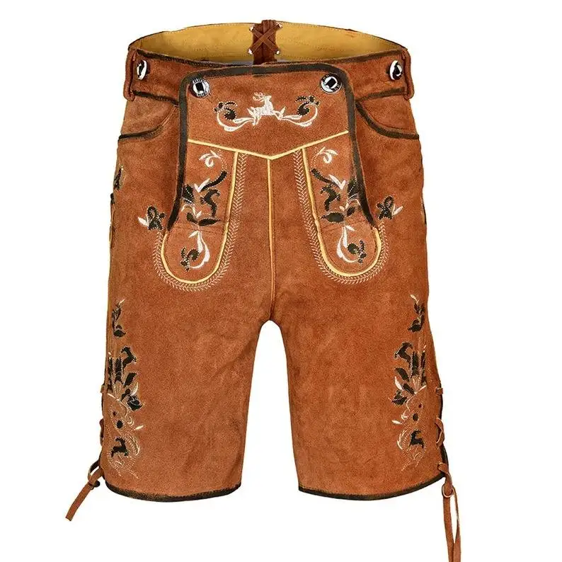Top Quality Bavarian Garments Lederhosen Shorts for Men and Women Trousers Pants Festival Lederhose Golden Manufacturer