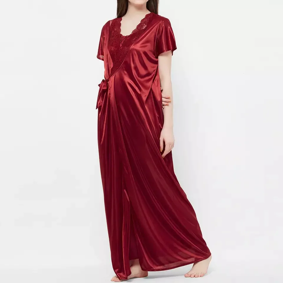 Top Quality New Custom Satin Silk Nightgown Night | Sleep Wear Lady Lase Nightwear Rayon Nighty Home