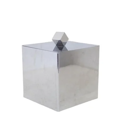 Expensive Metal Champagne Ice Bucket Cube Shape Glossy Silver Finished Wine Cooler With Amazing Lid & Handle For Sale