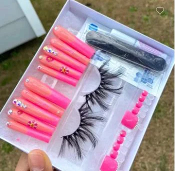 3d Mink Vegan Eyelash Tweezer Silk Faux Mink Synthetic False Lashes Fake Press On Nails Eyeliner Glue Pen Cosmetic Kit