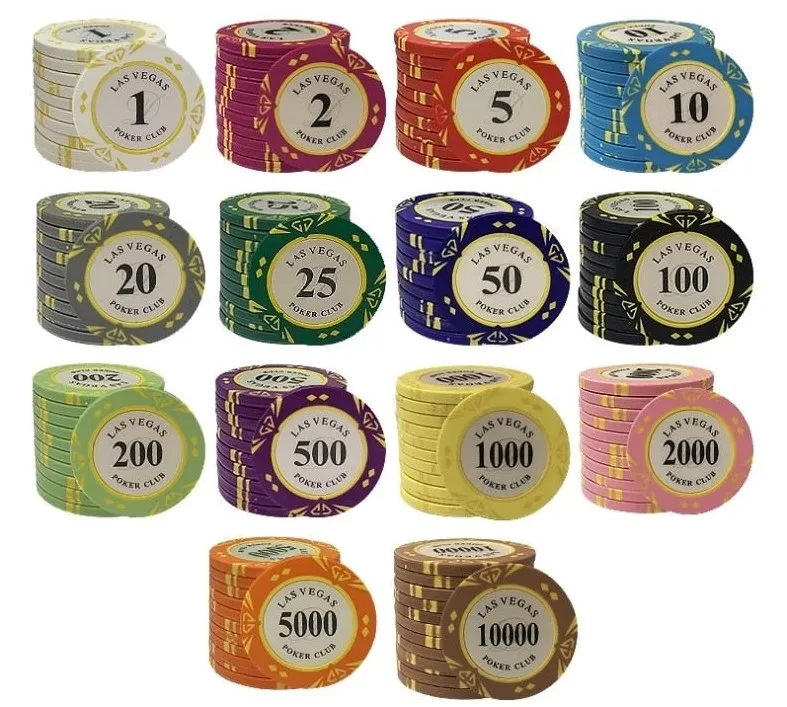 14g Casino Clay Poker Chips Inner Metal with Trim Sticker